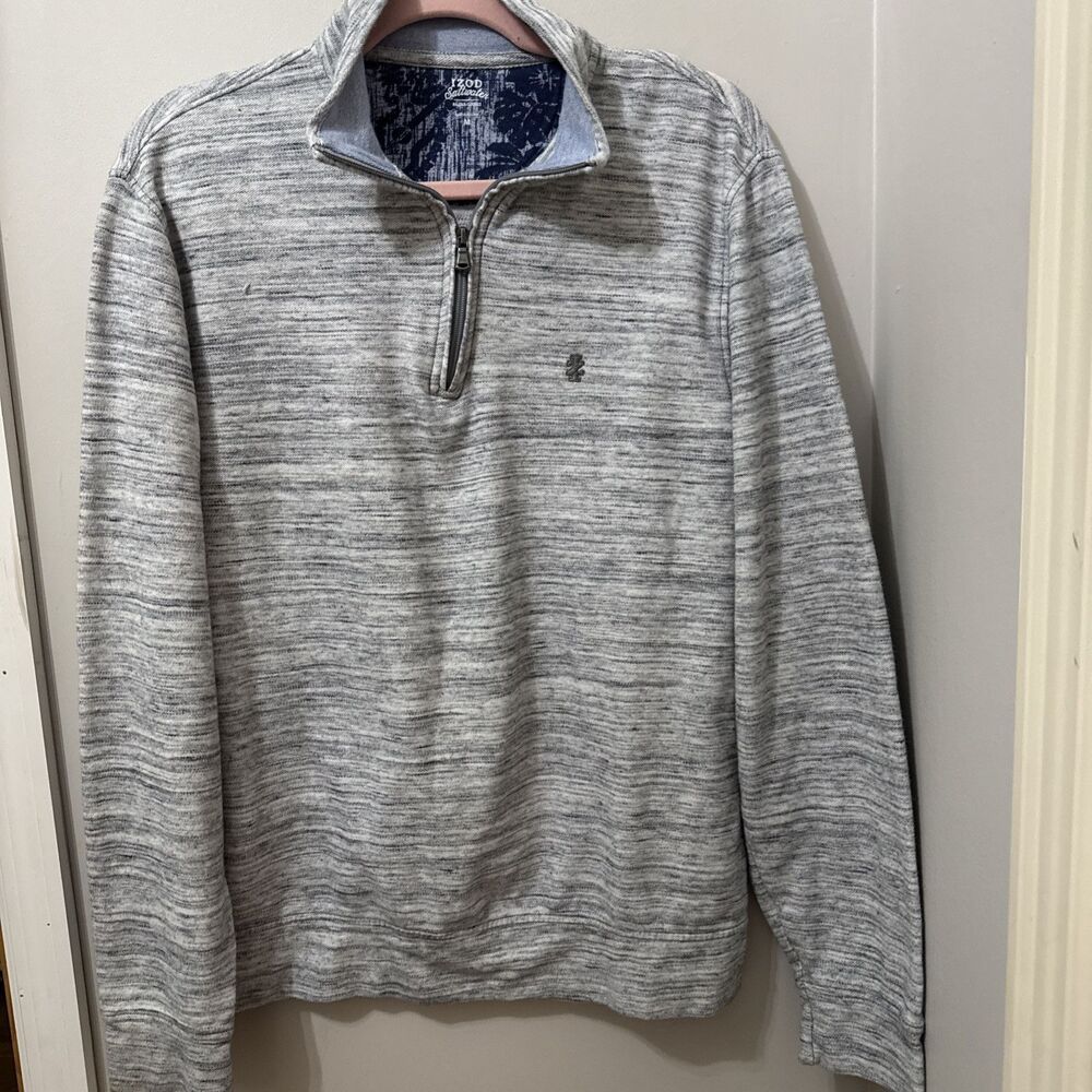 Men’s IZOD Saltwater Relaxed Classics Long Sleeve 1/4 Zip Pullover. Sz M Gray
